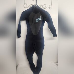 O'Neill Lumbar Seamless Design Glued In Zipper Black & Blue Sz 4 Full Wetsuit